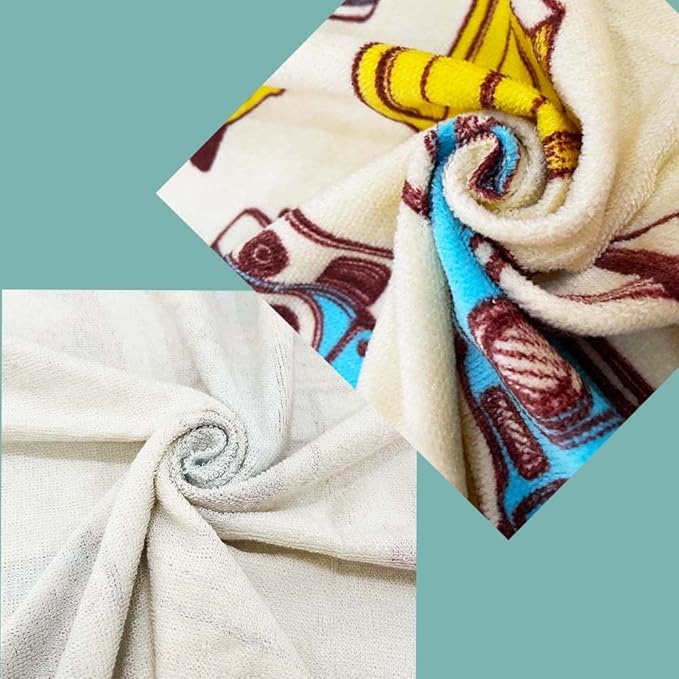 YIFONTIN Kids Beach Towel Velour Terry Blanket Throw 100% Cotton Super Soft Absorbent 25.5X51 inches for Bath Swimming Sports Camping Holiday Picnic, Bus Coconut Parasol Lounge Audio Player.