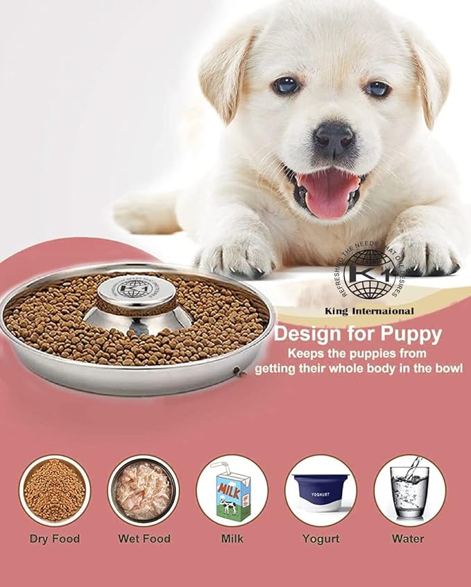 Puppy Bowls for Litter, 3 Puppy Food Bowl, Stainless Steel Puppy Feeding Bowls, Puppy Mush Bowl,11.5'', Food Feeding Puppy Weaning Bowl for Small Medium Large Pets, Puppy Feeder Bowl, Puppy Saucer
