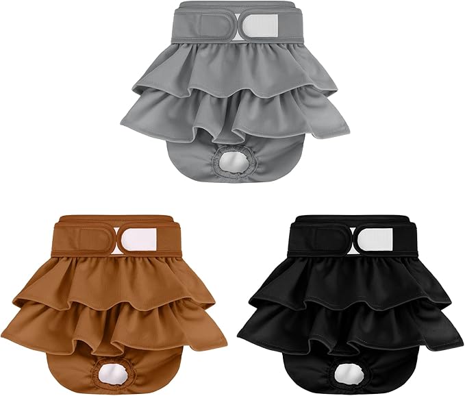 Reusable Dog Diapers Female 3 Pack Washable Highly Absorbent Doggy Diapers Female, Flexible Doggie Diapers, Leak-Proof Durable Puppy Diapers for Dog Period Heat Incontinence Potty Training, M