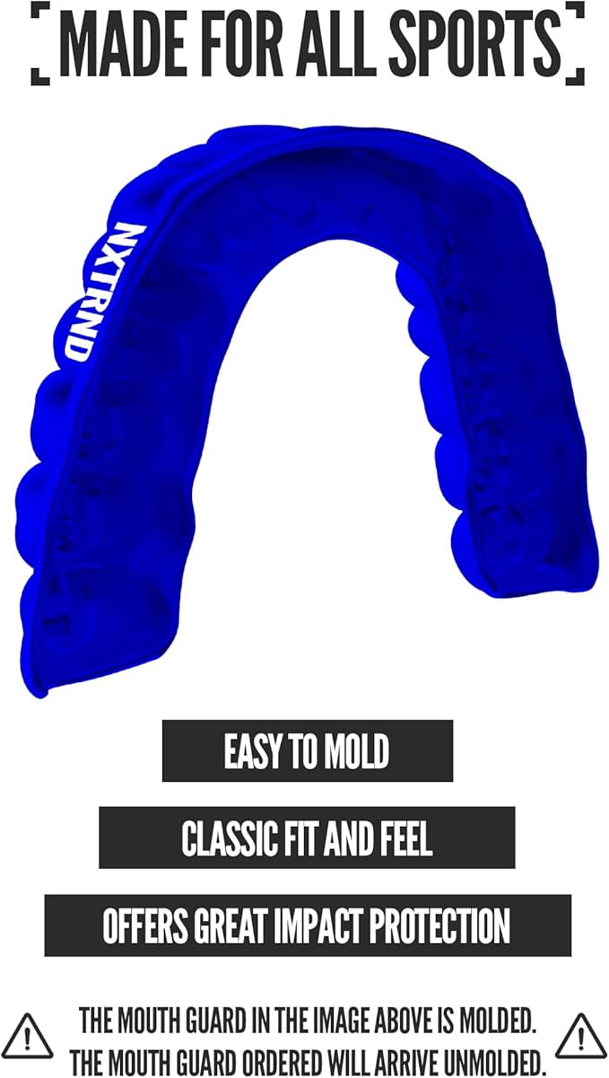2 Pack Nxtrnd Classic Mouthguard, Custom Fit Sports Mouthpiece for Football, Boxing, MMA, Basketball, Hockey, Lacrosse, Youth & Adult (Blue)