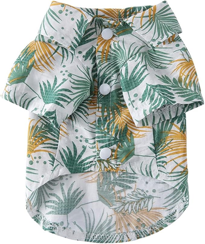Tangpan Summer Pet Daisy Hawaiian Beach Plaid Print Shirts Clothes for Dog S05 White M