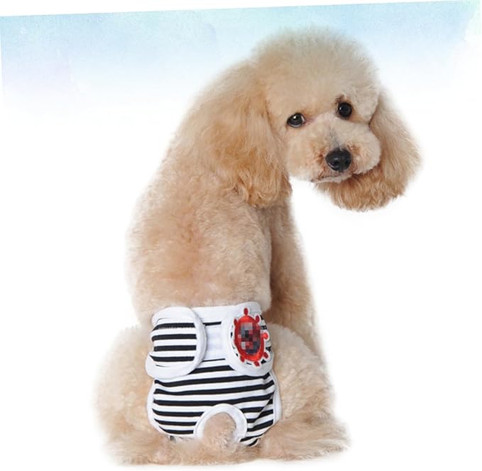Mikikit Adjustable Pattern Pet Safety Pants for Female Dogs Comfortable Dog Diapers for Menstruation Protects Floors and Furnishings Suitable for Breeds