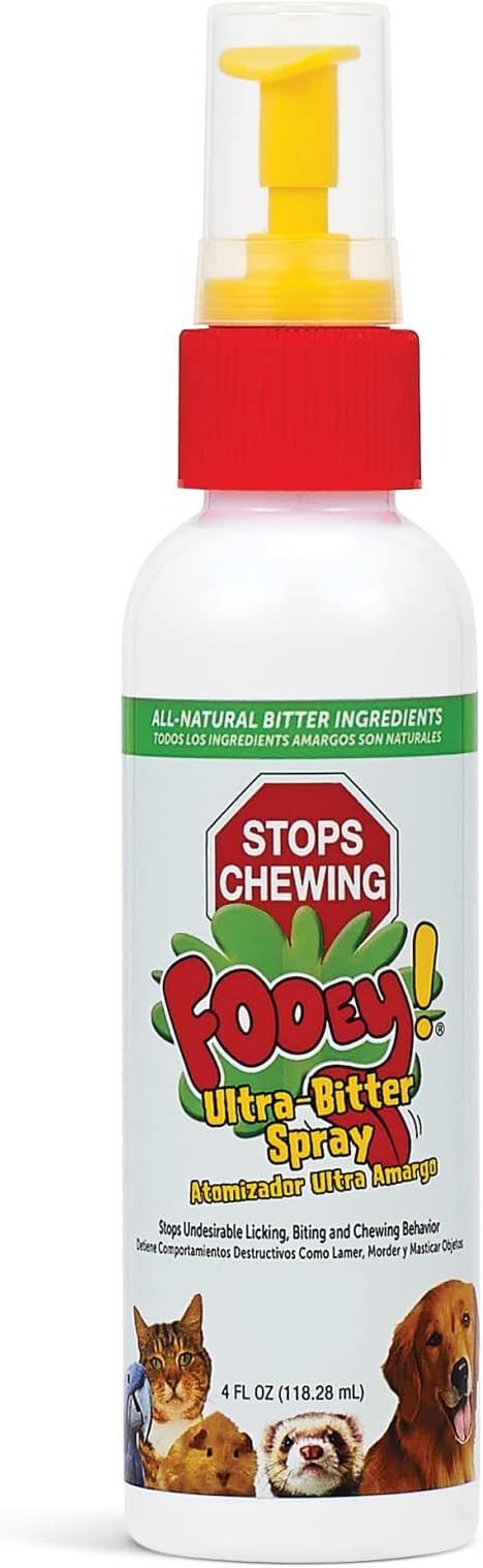 Ultra-Bitter Training Aid Spray – Chewing, Biting, Licking Deterrent for Dogs, Cats, Horses, Rabbits, Ferrets, Birds - Safe for Pet’s Skin – Can Also Protect Garden from Deer and Pests (4 fl oz.)