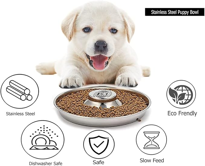 Puppy Bowls for Litter, 3 Puppy Food Bowl, Stainless Steel Puppy Feeding Bowls, Puppy Mush Bowl,11.5'', Food Feeding Puppy Weaning Bowl for Small Medium Large Pets, Puppy Feeder Bowl, Puppy Saucer