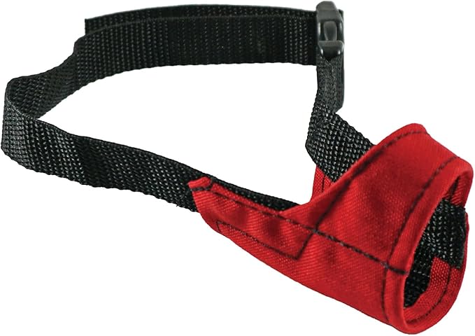 JorVet Soft Dog Muzzle | Adjustable, Breathable Nylon for Preventing Biting | Comfortable & Secure Fit for Small Dogs – Perfect for Everyday Walks, Vets & Grooming | Red