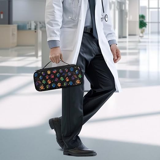 Gomyblomy Dog Paw Print Stethoscope Case Compatible with Classic III, Lightweight II S.E, Cardiology IV Diagnostic, Acoustica Stethoscopes, Large Stethoscope Storage Bag for Nurse