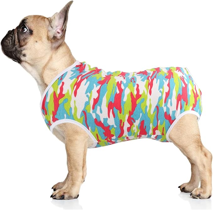Etdane Dog Diapers Sanitary Panties Physiological Period Shirts Surgical Recovery Suits for Male and Female Dogs Camo/Medium
