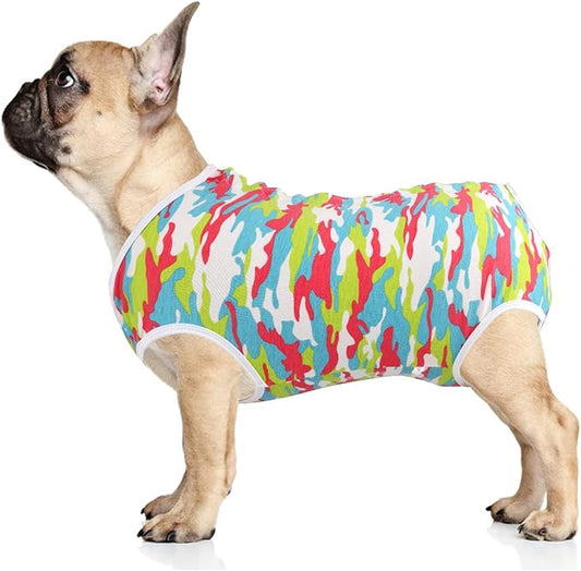 Dog Diapers Suit Period Onesie for Female Dog Sanitary Panties Male Doggy Heat Diapers Cover Fit for Small Medium Dogs Camo/L