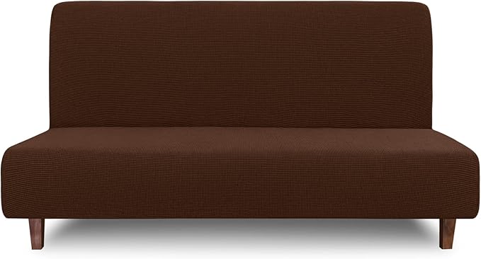 Easy-Going 100% Waterproof Futon Cover, Dual Waterproof Couch Cover for Futon, Stretch Jacquard Sofa Cover, Leakproof Furniture Protector for Kids, Pets, Dog and Cat (Medium, Coffee)