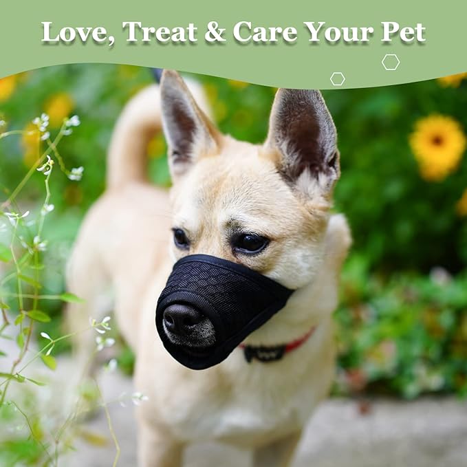 Mayerzon Dog Muzzle, Puppy Soft Mesh Muzzle for Small Medium Large Dogs Chihuahua Poodles Beagle Dachshund Corgis Labrador for Biting Chewing Grooming That Allows Panting Drinking(XXS, Black)