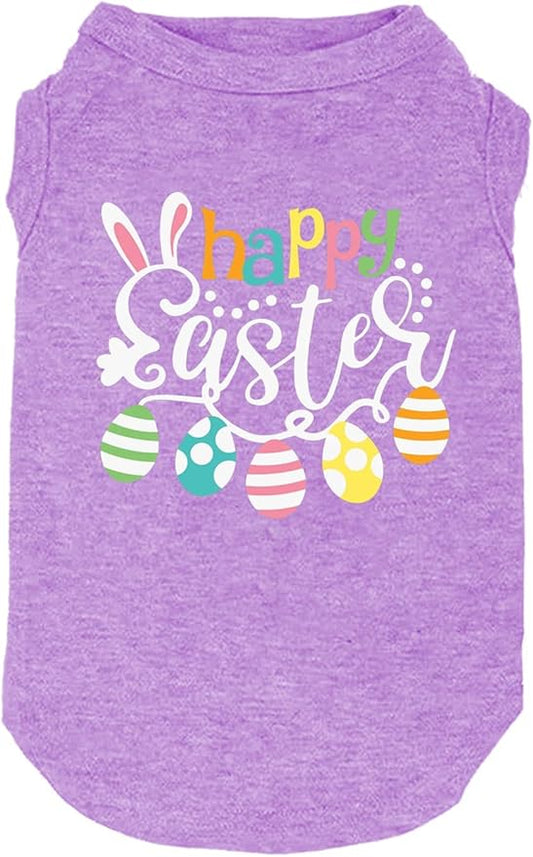 Happy Easter Shirts for Dog Funny Print Vest for Small Medium Large Dogs Soft and Light-Weight T Shirts Gift for Puppy (XX-Large, Purple)
