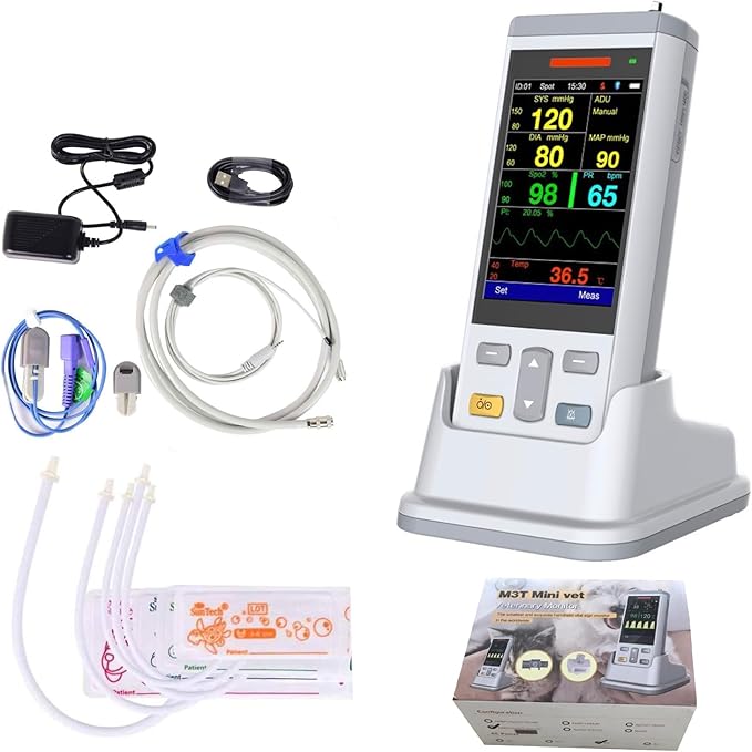 M3T Mini3.5” Handheld Vet Oximeter Monitor, SPO2/TEMP Function Veterinary,forDog, cat, Horse Pets