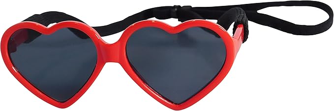 G012 Dog Pet Heart Shape Costume Prop Sunglasses Medium Breeds 20lb-40lbs (Red)