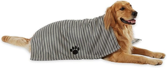 Bone Dry Pet Grooming Towel Collection Absorbent Microfiber X-Large, 41x23.5, Striped Gray (Pack of 12)