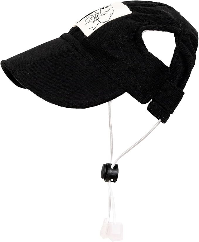Pet Dog Baseball Cap, Cat Hat, Cat Dog Sun Cap with Ear Holes, Adjustable Puppy Outdoor Sun Hat (Black, Medium)