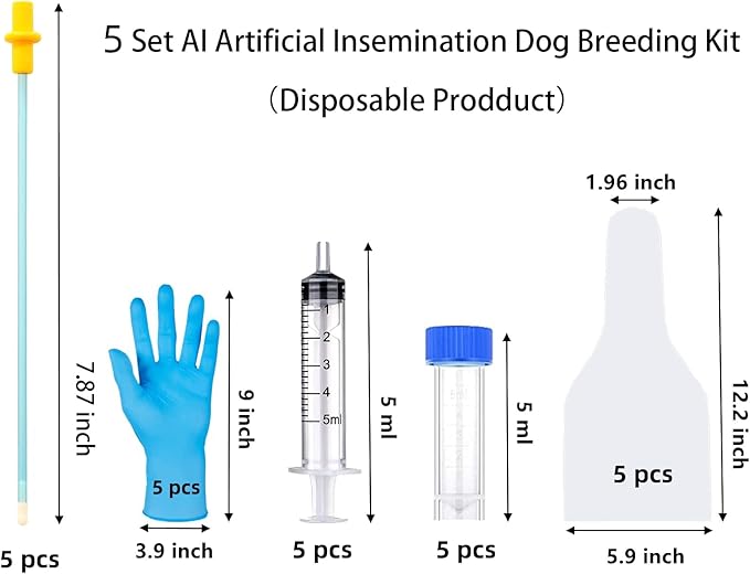 5 Set Dog AI Artificial Insemination Breeding Kit, Dog Breeding Kit, Insemination Breeder kit for Dog, Dog Breeding Supplies for Small Breeds (7.87 inch)