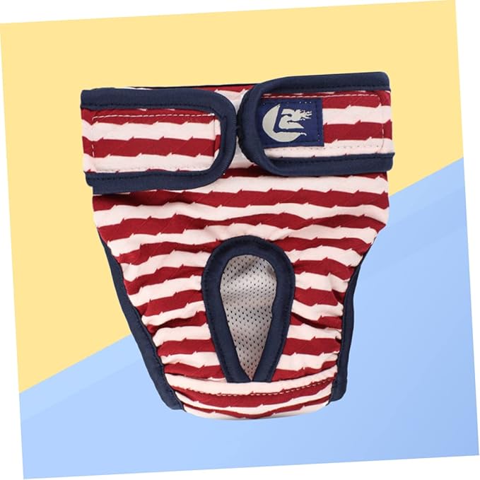 SUPVOX Dog Diapers Puppy Diapers for Female Dogs Menstruation Underwear Stripe Pattern Comfortable Cotton Red Size