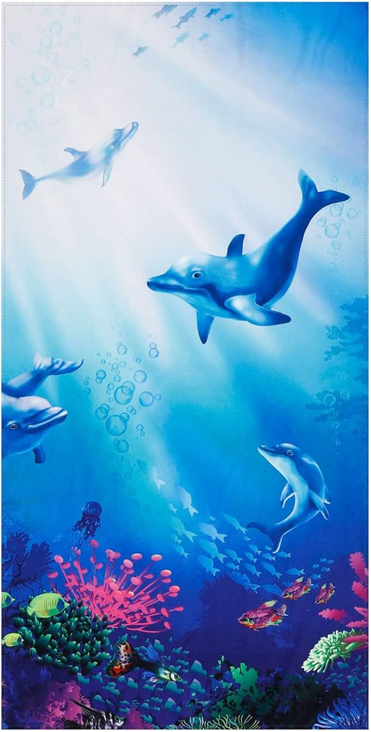 LIVILAN Dolphin Beach Towel, 30" x 60" Thin, Lightweight Microfiber for Girls, Kids, Women, Super Soft, Quick Dry, Sand Free, Ideal for Pool, Bath, Travel, Perfect Dolphin Gifts
