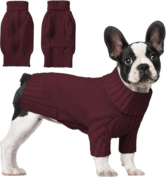 Dog Sweaters for Small Medium Large Dog, Classic Turtleneck Pet Clothes Warm Thermal Doggy Winter Coat, Thick Double Knitting Collar Pullover Cold Weather Puppy Jacket for Indoor & Outdoor Wear