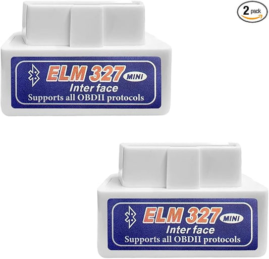 2 PCS OBDII Car Auto Diagnostic Scanner, ELM327 Automotive Bluetooth Scan Tool and Code Reader, Professional Car Bluetooth Engine Fault Code Reader, Universal Car Accessories (White & Blue)