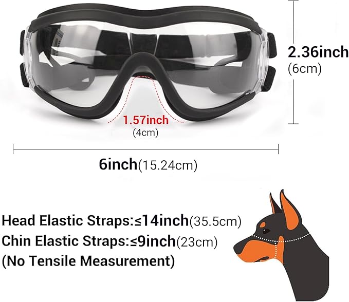 Dog Goggles and Helmet Set - Anti-dust UV Protection Sunglasses, Durable Motorcycle Helmet With Ear Hole, Adjustable Pet Glasses for Medium to Large Dogs/Clear