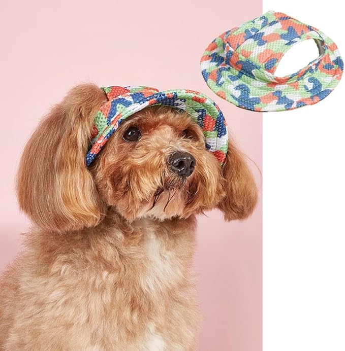 Round Brim Princess Hat Visor Hat Pet Dog Mesh Porous Sun Hat with Ear Holes for Small, Extra Small Dog Teddy, Pug, Chihuahua, Shih Tzu, Yorkshire Terriers, Papillon Z-1-armygreen M