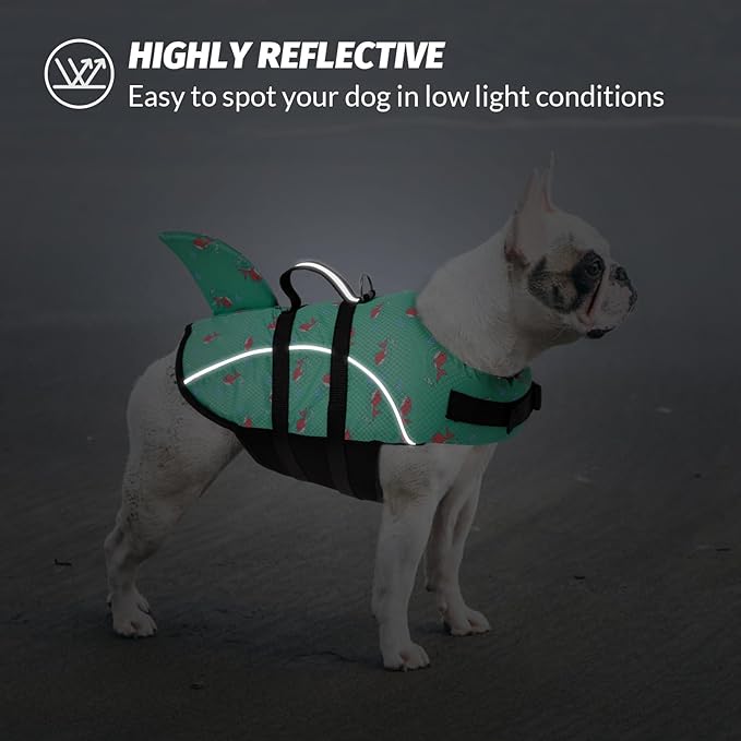 Queenmore Small Dog Life Vest for Swimming, Shark Dog Life Jacket, XS Life Vest for Boating, Puppy Life Jackets for Small Dogs Cats, Pet Floating Dog Swimming Vest with Handle/Leash Hook