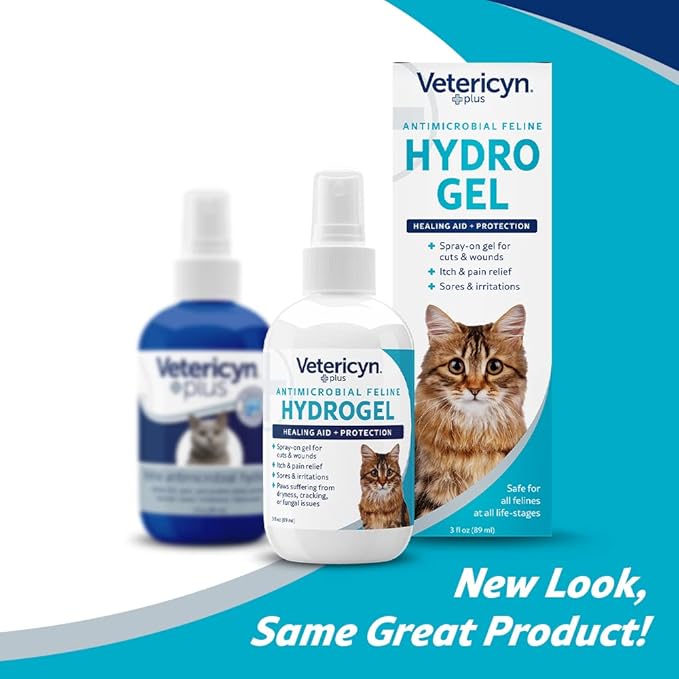 Vetericyn Plus Cat Wound Care Hydrogel Spray | Feline Healing Aid and Wound Protectant, Sprayable Gel to Relieve Cat Itchy Skin. 3 Ounces