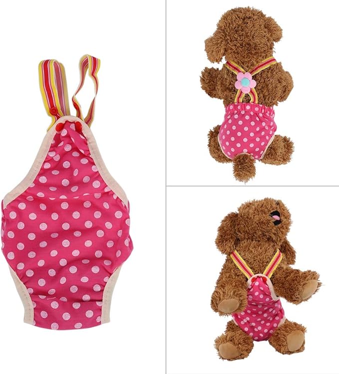Dog Sanitary Pants, 6 Sizes Female Dog Doggy Puppy Diaper Nappy Physiological Sanitary Briefs Menstrual Suspender Underwear Pants for Small Medium Pet Dogs
