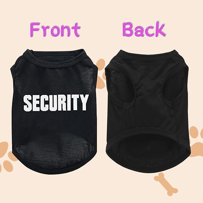 2Pack Dog Security Costume Cotton Dog Shirt for Small Dog Boy Pet Clothes K9/Security Puppy Black Vest T-Shirts Cat Top Tee Breathable Stretchy (Large)