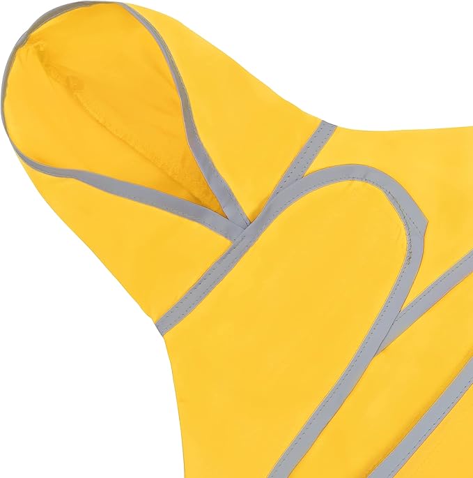 Dog Raincoat for Large Dogs Waterproof Jacket Hooded Rain Coats with Reflective Strips Leash Hole & Poncho Adjustable Fit (Yellow,XXL)