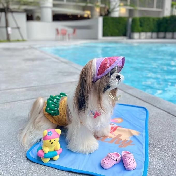 Funny Dog Swimwear Bikini Summer Dog Clothes Beach Swimsuit Puppy Bathing Suit Puppy Vest Cooling Pet Shirt for Small Dogs, Cat Apparel (Medium, Yellow Pineapple)