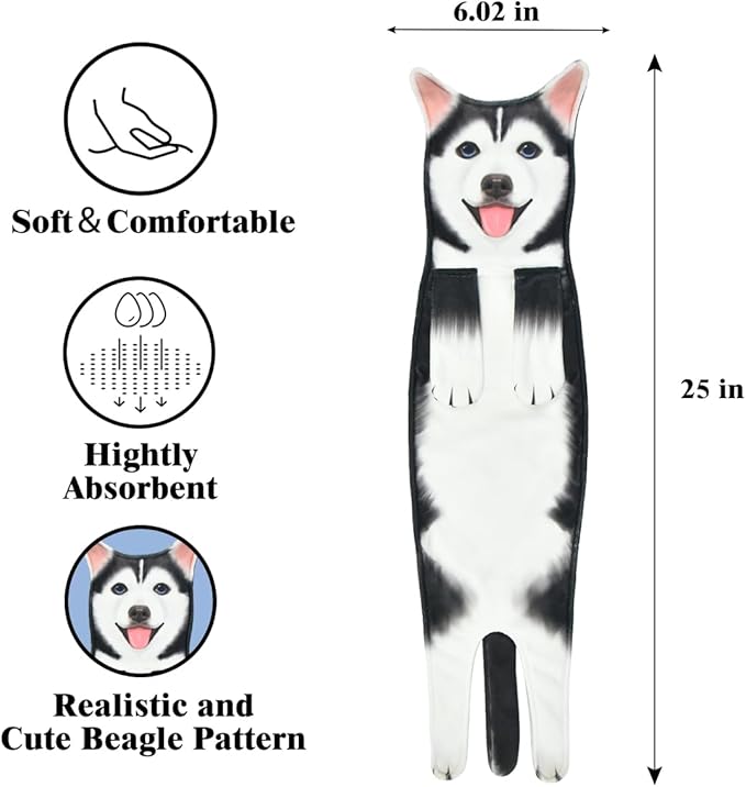 Husky Funny Hand Towels for Bathroom Kitchen Decor, Decorative Hanging Washcloths, Puppy Face Towels, Super Absorbent Soft Housewarming Gifts for Dog Lovers/Dog Mom