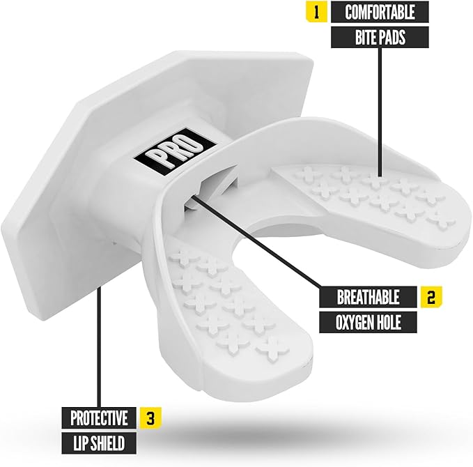 Nxtrnd One Pro Football Mouth Guard, Interchangeable Strap, Fits Adult & Youth (White)