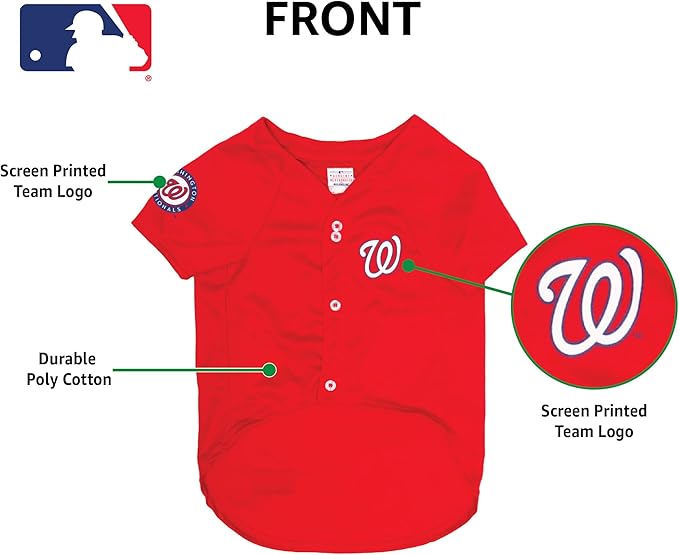 Official MLB Washington Nationals Pet Jersey for Dogs & Cats, Size X-Large - Stylish Baseball Jersey for Your Furry Fan- Show Off Team Spirit with The Perfect Fan Apparel Gear for Pet, Dog & Cat