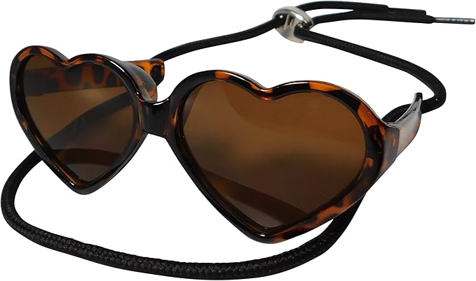 G016 Dog Cat Pet Puppy Heart Sunglasses Glasses for Small Breed up to 15lbs (2-Pack Heart Red + Heart Trotoise Brown)