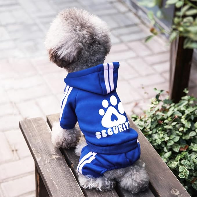 Dog Hoodie Security Clothes 4 Legs Jumpsuit Sweatshirt Hoodies Soft & Warm Dog Outfit Pullover Dog Winter Clothes Sweater for Small Medium Large Dogs Cats (Blue, X-Large)