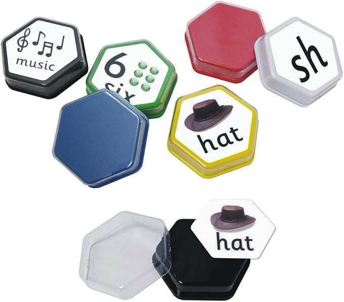 Talking Products Talking Tiles Voice Recorders, Communication Sound Buttons, Pack of 6 Colors, 80 Seconds Recording, Educational Classroom Resources, Game Show Answer Buzzers