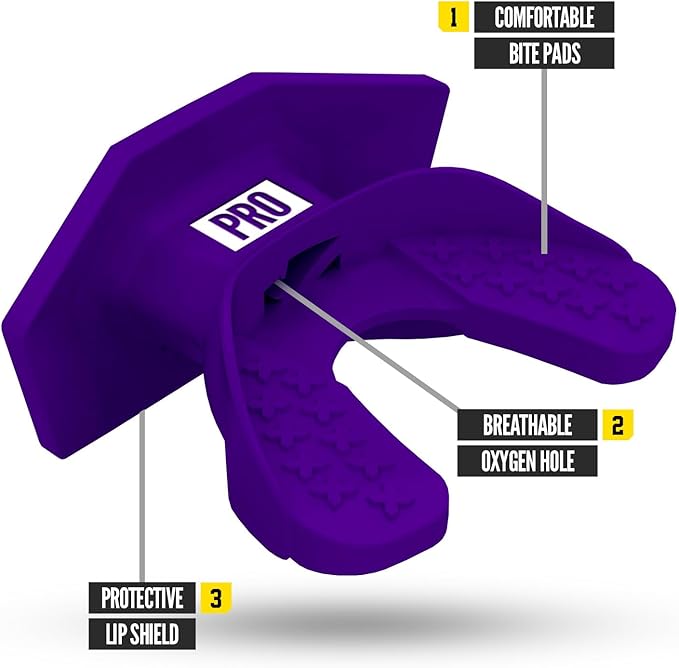 Nxtrnd One Pro Football Mouth Guard, Interchangeable Strap, Fits Adult & Youth (Purple)