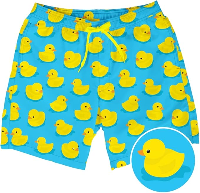 Tipsy Elves Men's Stretch Swim Trunks 7 Inch Inseam 4-Way Stretch with Mesh Liner - Quick-Dry Funny Swimwear Bathing Suit