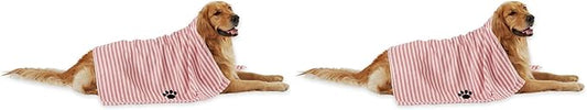 Bone Dry Pet Grooming Microfiber Towel, Striped Collection, X-Large, 41x23.5, Rose (Pack of 2)