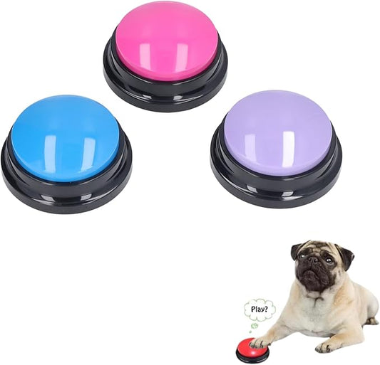 Bewinner 3 Color Voice Recording, Dog Buttons for Communication Pet Training Buzzer, 30s Recording Dog Talk Buttons for Training Recording