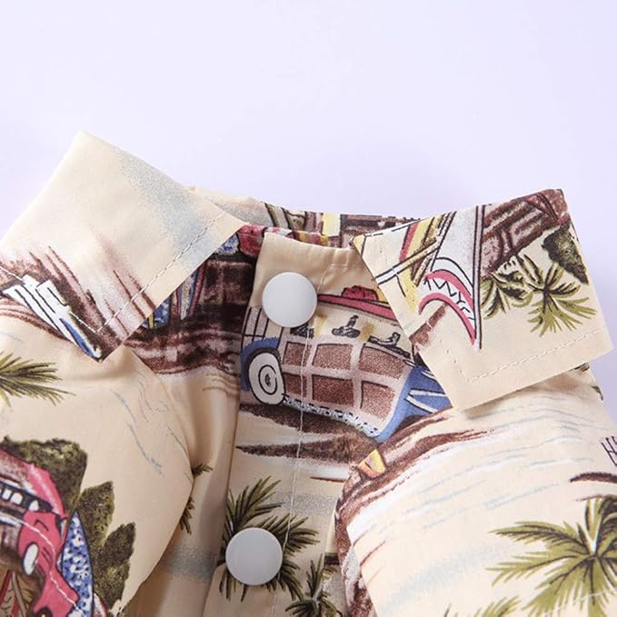 Tangpan Summer Pet Daisy Hawaiian Beach Plaid Print Shirts Clothes for Dog Beige L