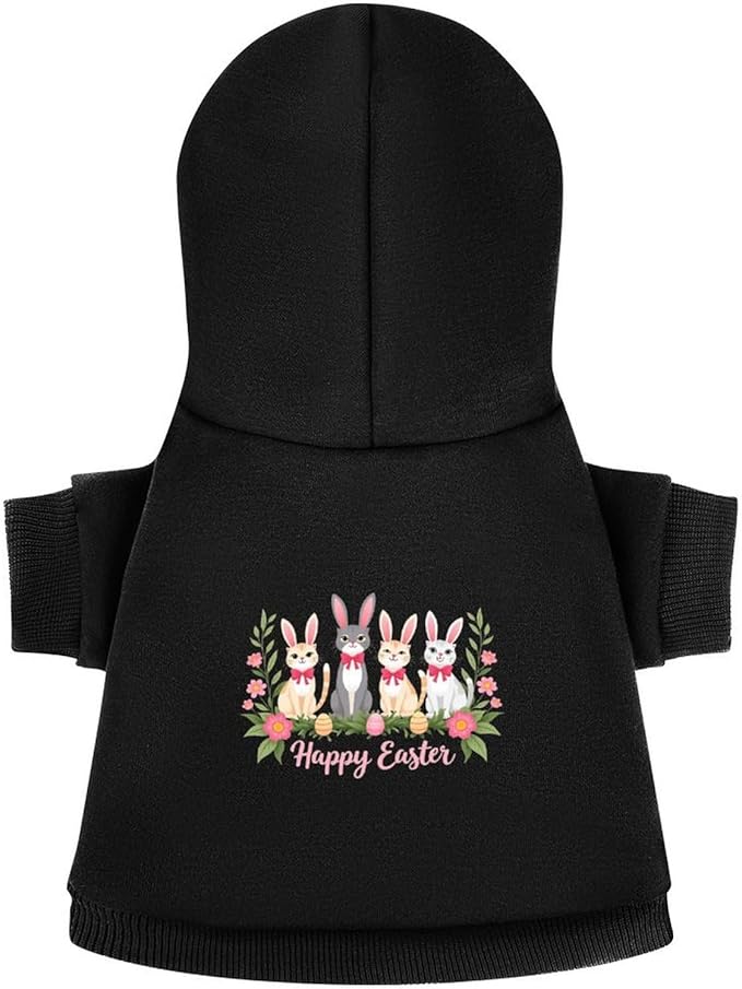 Dog Sweater Hoodie with Hat Cute Easter Bunny Cats with Eggs and Flowers Puppies Coat Hooded Sweatshirt Pullover Pet Puppy Cat Clothes for Small Medium Large XL