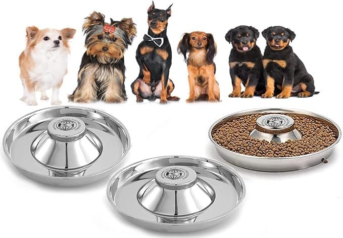 Puppy Bowls for Litter, 3 Puppy Food Bowl, Stainless Steel Puppy Feeding Bowls, Puppy Mush Bowl,11.5'', Food Feeding Puppy Weaning Bowl for Small Medium Large Pets, Puppy Feeder Bowl, Puppy Saucer