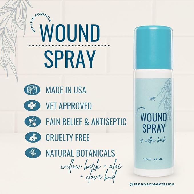 Lanana Creek Farms® Pet Wound Spray 1.5 oz | Spray Gel Bandage | Great for All Pets | Promote Healing and Protect | Made in the USA