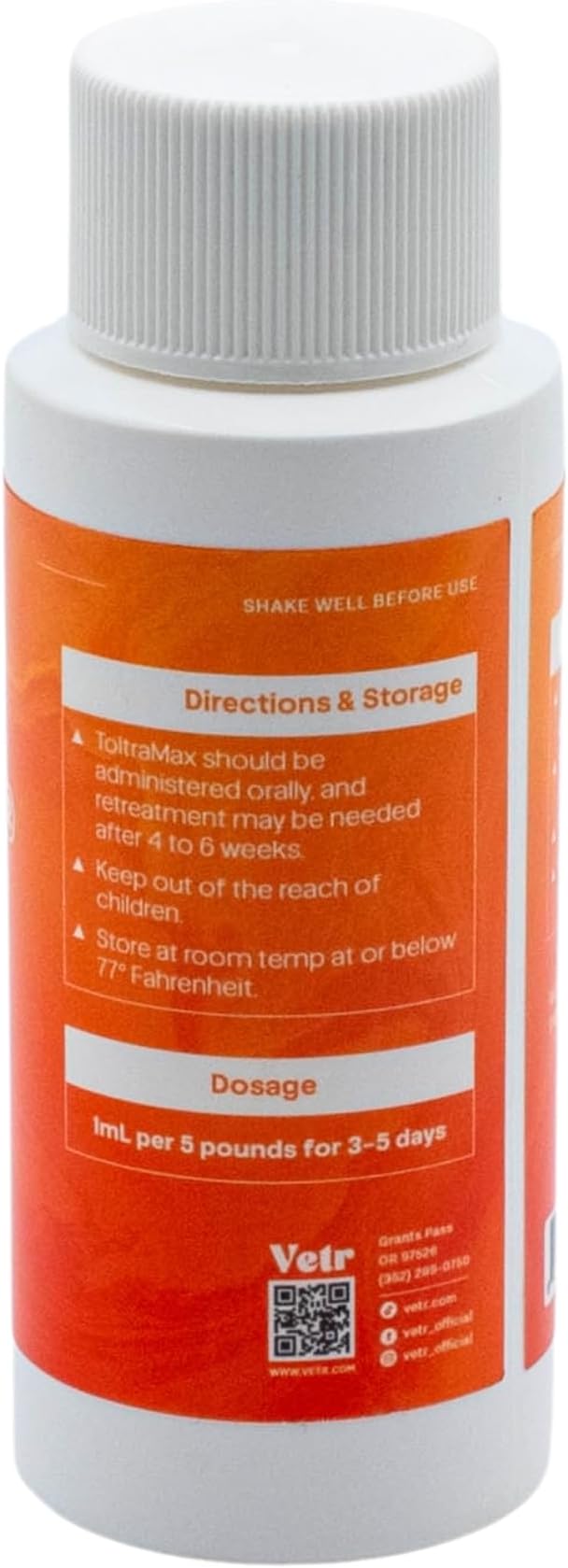 Toltrazuril 5.0% for Horses, Dogs, Cats, 60mL/2 Ounce, for Non-Food Chain Animals, Peanut Butter