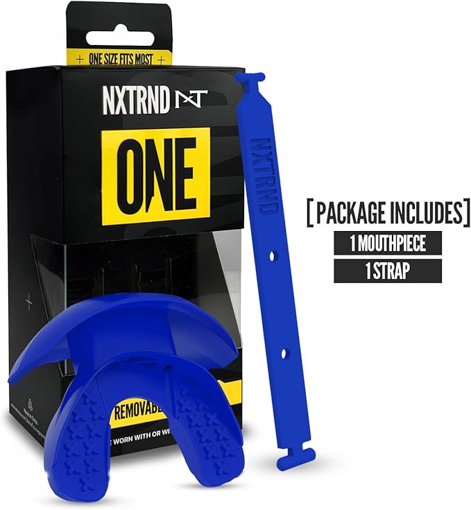 Nxtrnd One Football Mouth Guard, Strap Included, Fits Adult & Youth (Royal Blue)