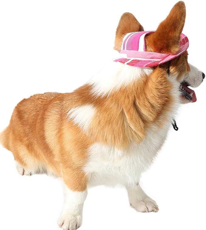 Round Brim Princess Hat Visor Hat Pet Dog Mesh Porous Sun Hat with Ear Holes for, Extra Dog Teddy, Pug, Chihuahua, Shih Tzu, Yorkshire Terriers, Papillon Z-2-rosered Large