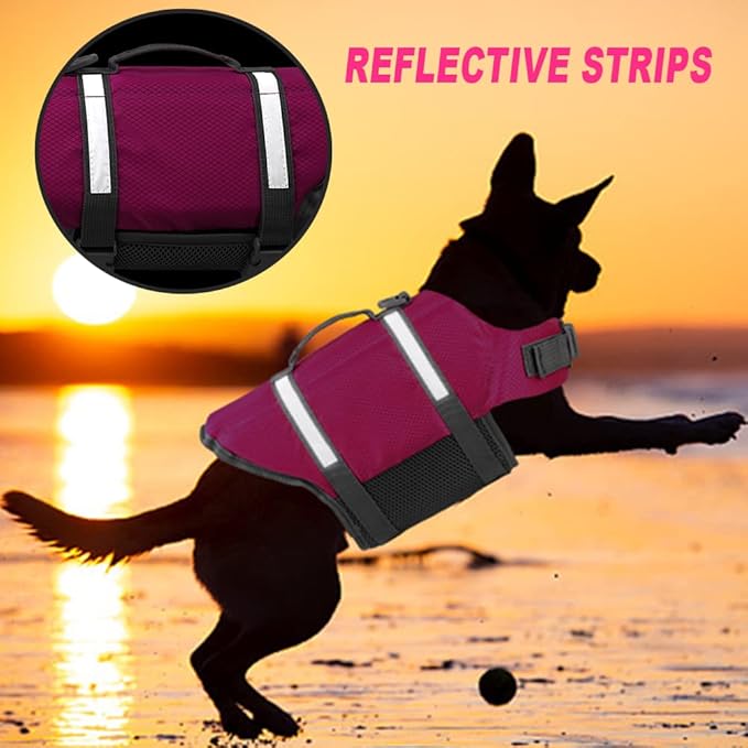 Doglay Dog Life Jacket, Dog Life Vest for Swimming Boating, Adjustable Puppy Life Jacket with Reflective Stripes, Superior Buoyancy Dog Swimming Vest for Small Medium and Large Dogs